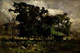 Edward Mitchell Bannister Canvas Paintings - Tree Landscape